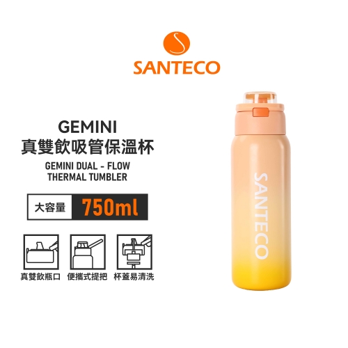 GEMINI真雙飲吸管保溫杯 750ml 琥珀橙